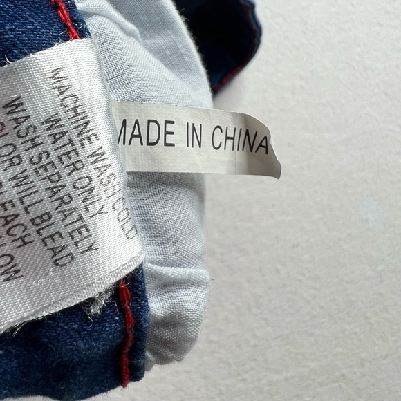 Lucky + Blessed Western Sarape Print Raw Hem Patched Jeans Size 14 - Picture 11 of 14